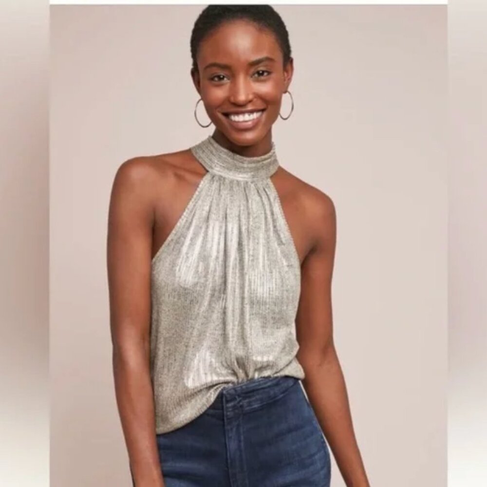 โญ๏ธMaeve Metallic Silver Bow Tie Chic Classy Elegant Minimal Party Classic Halter